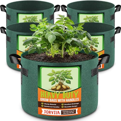 Jorvila 5-Pack 5 Gallon Grow Bags - color: Green, size: 5 Gallon