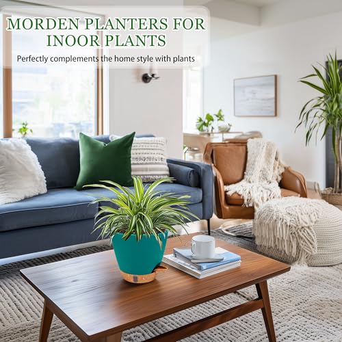 2 Pack 8 inch Plant Pots, Plastic Self Watering Planters - color: Turquoise, size: 8 Inch