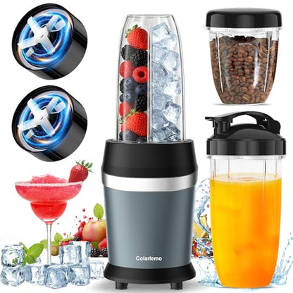 Colarlemo 1200W Smoothie Blender, Personal Kitchen Blender, Ice Crushing - color: Ash Blue