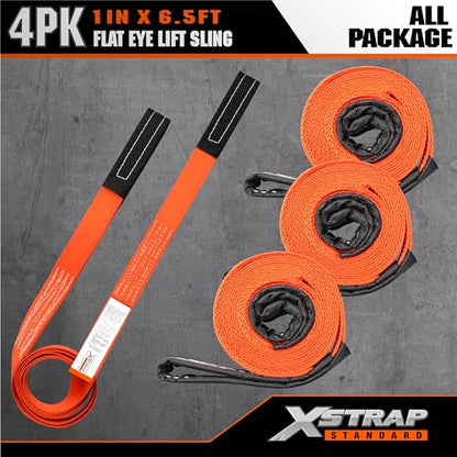 XSTRAP STANDARD 4PK 1"x6.5ft Lifting Sling Straps 2000 lb Vertical Capacity - style: 4PK 1''x6.5ft