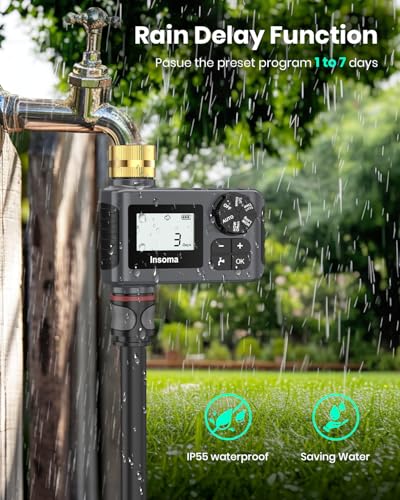 2 PCS Water Timer with Brass Inlet, Water Sprinkler Timer with Rain Delay/Manual/Automatic Drip Irrigation and Lawn Watering System for Yard - size: 1 Outlet -2 Pack