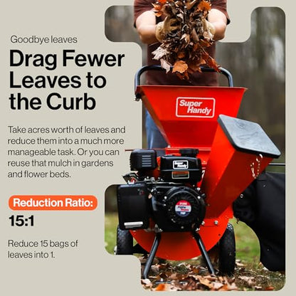 SuperHandy Wood Chipper Shredder Mulcher Ultra Heavy Duty 7HP 3 in 1 Multi-Function 3" Inch Max Capacity (Amazon Exclusive)