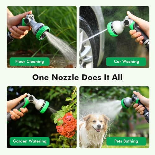 RESTMO Water Hose Nozzle, Metal Garden Sprayer, Medium Duty, Leak-proof - color: Green