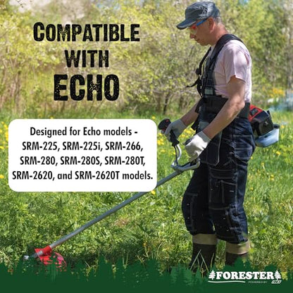 FORESTER Brush Cutter Trimmer Conversion Kit with Cut-9, Includes Safety Glasses, Earplugs, Gloves, Harness, Compatible with Echo Models SRM-225, SRM-225i, SRM-266, SRM-280, SRM-280S, and SRM-280T - size: 9" (20 Tooth), style: Echo Conversion Kit