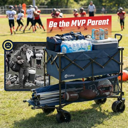 Sekey 400L Double-Decker Wagon, 500 lb Capacity, 50 in Extender - color: Amber Blue