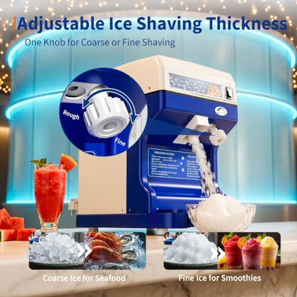 Commercial Shaved Ice Maker, 300Lbs/H Electric Ice Shaver with 5L Hopper