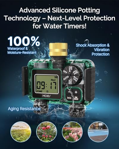 MOES 2 Zone Sprinkler Timer for Garden Hose,Brass Inlet Water Timer - size: 2 Outlet