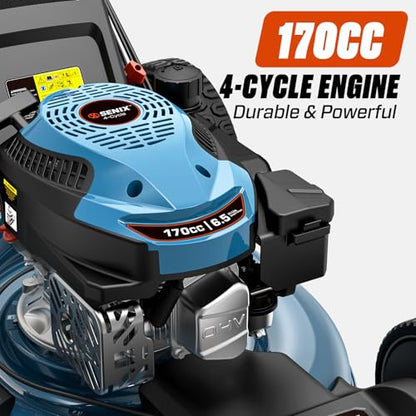SENIX 21'' Self Propelled Gas Lawn Mower 170 cc, 6-Position Cutting, 3-in-1