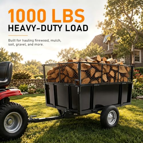 1000LBS Heavy Duty Utility Dump Trailer, 25 Cu.Ft ATV Trailer Dump Cart