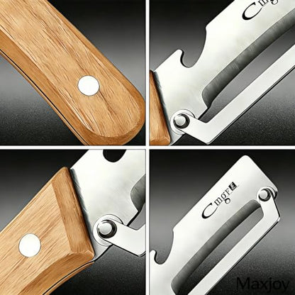 Maxjoy Vegetable Peeler, Stainless Steel Wooden Handle for Potato, Fruit - color: Brown#Silver