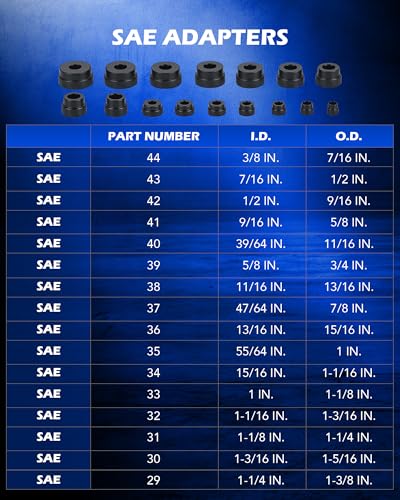 OMT Bearing Press Kit, Bearing Race & Seal Driver Set, Seal Installer Set | 43pc Wheel Bearing Press Kit with 23 Metric & 16 SAE Adapters, Bushing Driver Set with 4 Handles for Bearing Installation - size: 10-81 mm & 3/8 to 1-3/8 in.