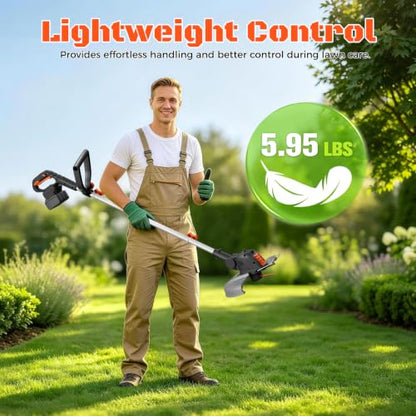 Electric Weed Wacker Eater String Trimmer Weed Whacker Battery Operated 21V