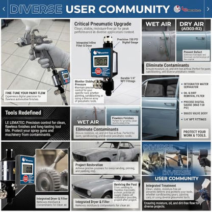 LE LEMATEC Digital Air Pressure Regulator with Water Separator, 1/4 NPT
