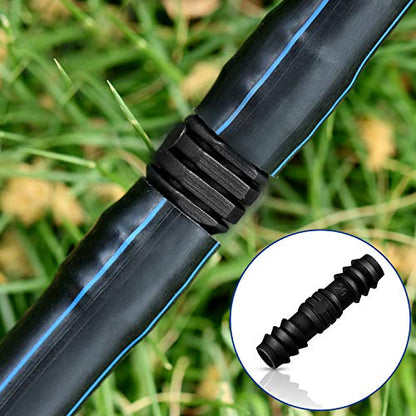 Maitys 32 Pcs Drip Irrigation Fittings Kit for Tubing 8 Tees 8 Elbows 8 Couplings and 8 End Cap Plugs, Irrigation Barbed Connectors for Drip Sprinkler Systems Flower Pot Garden Lawn(3/4 Inch)