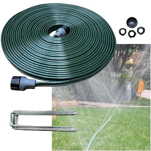 Watoo 2026 Sprinkler Hose & Soaker Hose for Yard - 50 FT Reinforced Flat Garden Hose with Holes, Heavy Duty No-Kink Lawn Irrigation Hose (Includes Stakes, High Pressure Spray) - size: 50FT