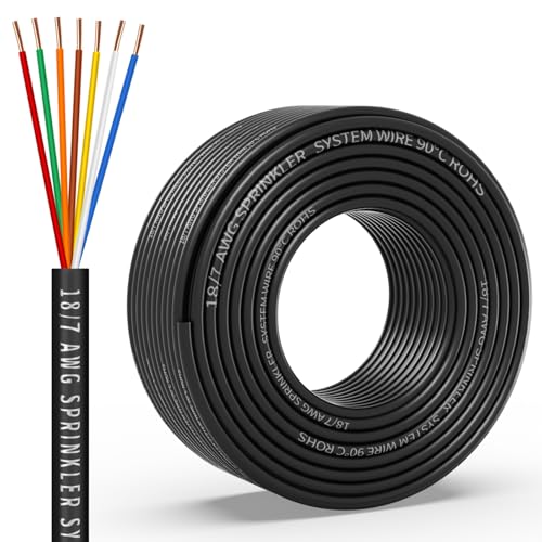18/7 Solid Sprinkler System Wire 100ft, 18 Gauge Irrigation Wires - size: 18/7, 100Ft