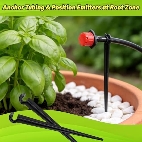 250 Pcs 1/4 Inch Drip Irrigation Fittings Kit, Complete Barbed Connectors Set for 1/4" Tubing - Includes Nozzles, Nozzle Tees, Single Barbs, Couplings, Tees, Elbows, Plugs, Crosses, Stakes - size: 1/4" Kit With Box Storage-250P