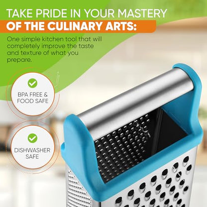 Spring Chef Stainless Steel XL Cheese Grater for Kitchen, Teal - color: Teal
