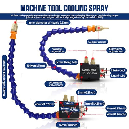CNCTOPBAOS YS-BPV-3000 3L Oil Mist Sprayer Coolant Lubrication Spray System
