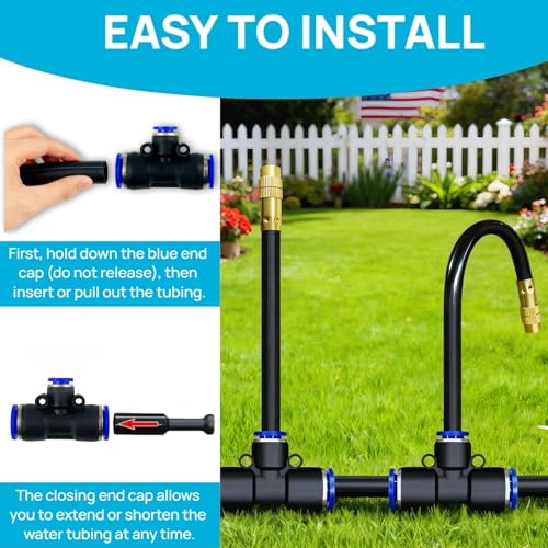 360° Adjustable Drip Irrigation System, 50FT, 15/32 inch Hose