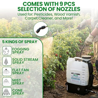 M4 Battery Powered Backpack Sprayer - 20-80 PSI Pump - 4.5 Gallon - size: M4 Basic