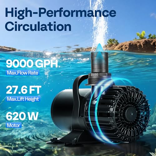 VIVOHOME 620W Pond Pump, 9000GPH Submersible Water Pump for Koi Pond - size: 9000GPH