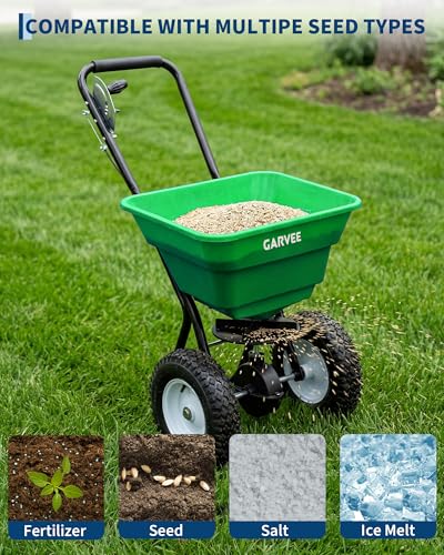80 LBS Walk Behind Push Broadcast Spreader,12FT Spreading Width,Adjustable - size: 80 LBS