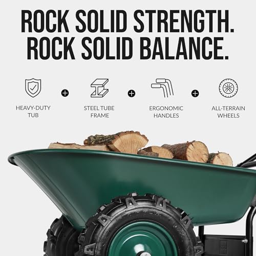 Best Choice Products Dual-Wheel Wheelbarrow Garden Cart - 500 lb Capacity, Extra-Large Wheels, Built-in Stand, for Yard, Garden & Landscaping - Green - color: Green