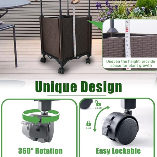 Quibbay Raised Garden Bed Planter Box with Trellis, 74" Self-Watering Tomato Planters for Climbing Plants Vine Flowers Outdoor Patio, Tomatoes Cage with Wheels, 1Pack - size: 5 Floors-11.8*11.8*74IN