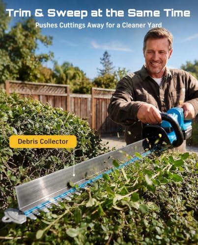 SEESII 22" Hedge Trimmer Cordless, 20V Electric Bush Trimmer, 2 Batteries - color: Sky Blue