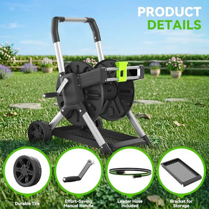 Upgrade Garden Hose Reel Cart, Holds 200 Ft 5/8" Hose With Wheels - size: 200 FT