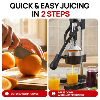 Cast Iron Juicer, Heavy Duty Manual Citrus Juicer - color: Black