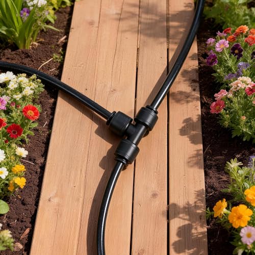 35 Pack Quick Connect 1/4 Inch Drip Irrigation Tee Fittings, 1/4'' Dripline Push-to-Fit T Connectors for 1/4-Inch Drip Tube Leak-Free Fittings for Garden Sprinkler Systems - size: 1/4" Quick Connect Tee-35P