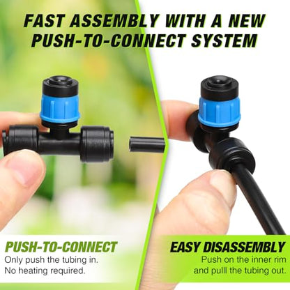 Bonviee 24-Pack 1/4-Inch Tee Vortex Emitters for Drip Irrigation - size: 1/4” Push-to-Connect Tee- Vortex- 24 PCS