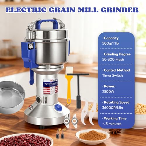 Moongiantgo 500g Electric Grain Mill Flour Grinder, 110V - size: 500g Upright Type