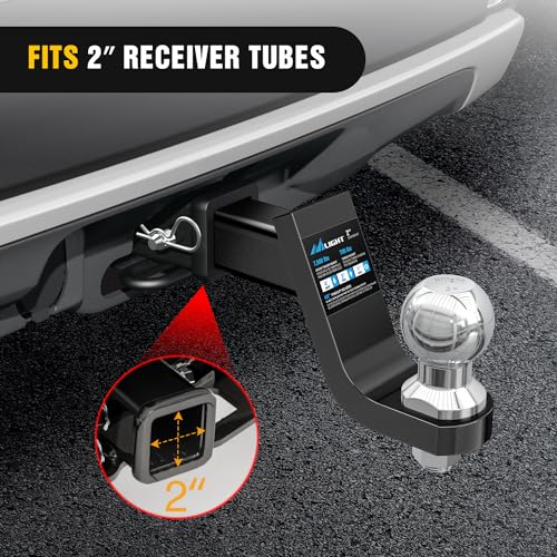 Nilight Trailer Hitch Ball Mount Fits 2" Receiver with 2" Ball 4" Drop - size: 2" Ball & 4" Drop