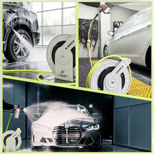 MINGLE Retractable Pressure Washer Hose Reel, 1/4" × 100ft - size: 100 FT