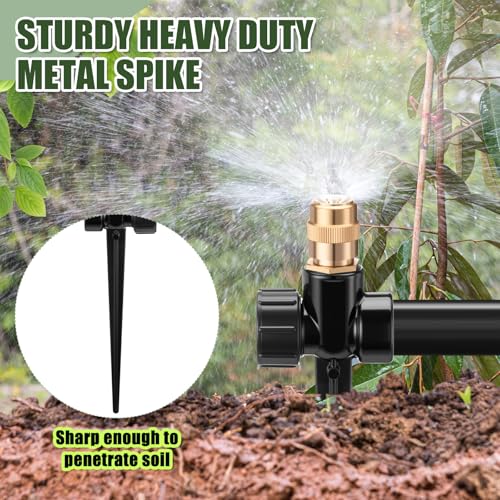 Tioncy 4 Pack Metal Lawn Sprinklers with Adjustable Brass Nozzle, Black - color: Black
