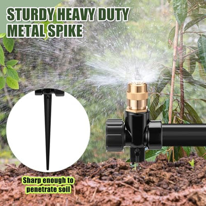 Tioncy 4 Pack Metal Lawn Sprinklers with Adjustable Brass Nozzle, Black - color: Black