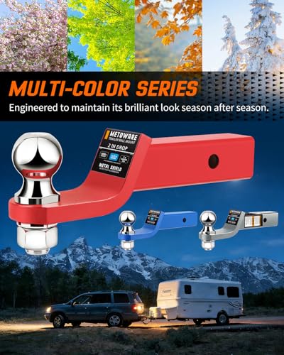 METOWARE Trailer Hitch Ball Mount 2" Drop Fits 2" Receiver, 6000Lbs GTW - color: Red, size: 2" Drop