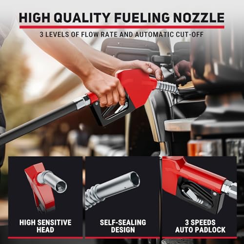 Fuel Hose Reel 3/4" x 50FT, Retractable Diesel Reel with Nozzle - color: Red, size: 3/4 inch 50FT