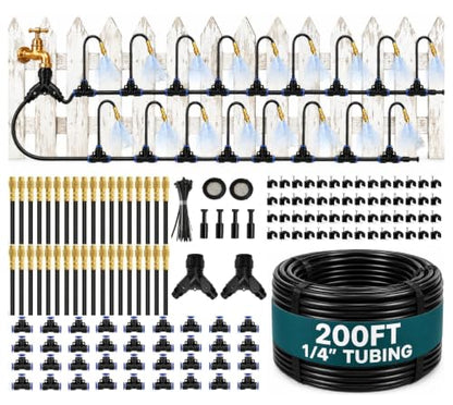 Drip Irrigation System 200FT 1/4", 36 Adjustable Copper Nozzles - color: 200ft