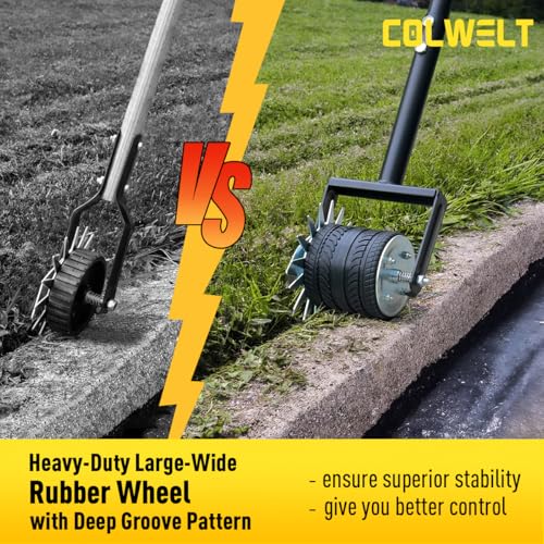 Colwelt Rotary Edger Lawn Tool, 59’’ Manual Lawn Wheel Rotary Grass Edger