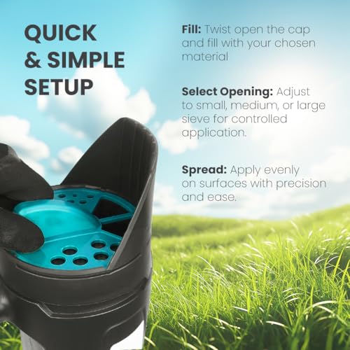 AquaDoc Handheld Seed Spreader for Lawns, Fertilizer, Snow Salt - 2.5L
