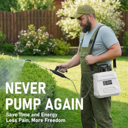 DEGGE Battery Powered Sprayer 2 Gallon, 7.4V Powerful Electric Pump Sprayer - color: White