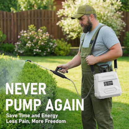 DEGGE Battery Powered Sprayer 2 Gallon, 7.4V Powerful Electric Pump Sprayer - color: White