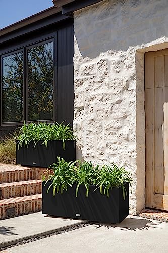 Veradek Block Series Long Box Planter - Rectangular Outdoor Planter - color: Black, size: Large
