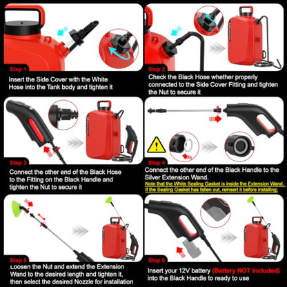 Backpack Sprayer Compatible for Milwaukee 12V Battery(NO Battery) - color: Red