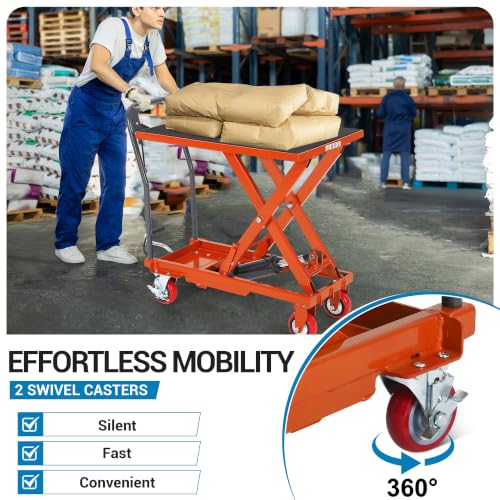 Hydraulic Lift Table Cart, 500Lbs Capacity 28.5" Lift Height - color: Orange