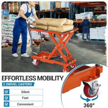 Hydraulic Lift Table Cart, 500Lbs Capacity 28.5" Lift Height - color: Orange